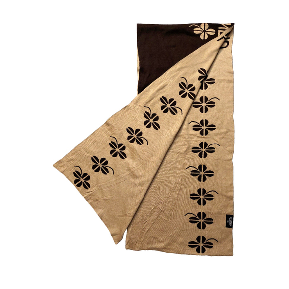 CHANEL Brown & Tan Reversible Scarf Botanical Floral Print - Picture 5 of 16
